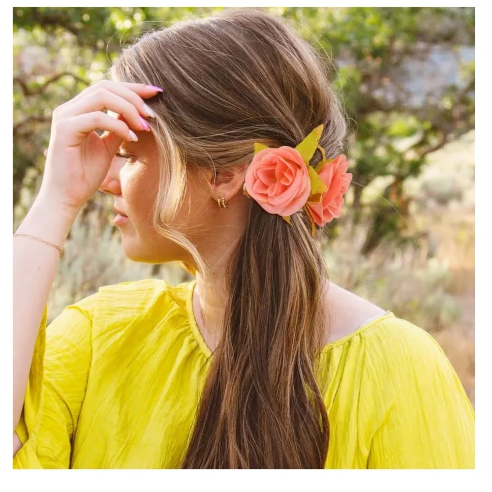 🆕 8 Pack Colorful Rose Flower Floral Hair Bands Elastics Bands Scrunchies